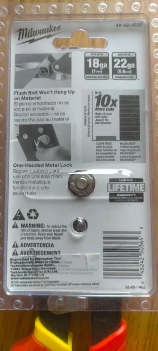 Tijeras Chapa Corte Recto Milwaukee 260mm