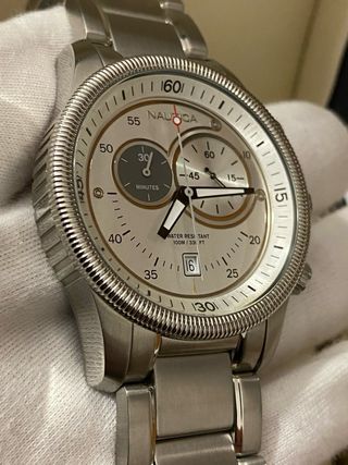 Orologio Nautica Cronografo Argento Bianco Nuovo