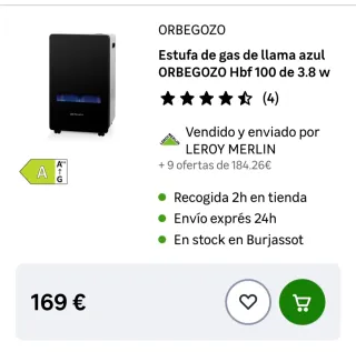 Estufa de gas de llama azul ORBEGOZO