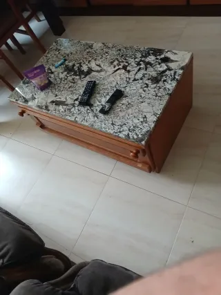 Mueble modular roble claro con vitrina