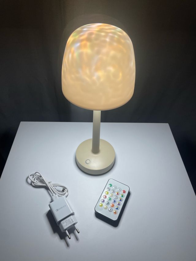 Lámpara cristal de mesa seta proyector ondas luz