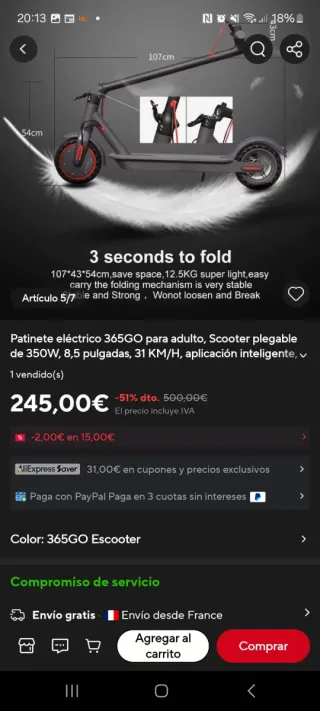 Patinete Eléctrico 365GO 350W