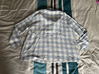Camisa pijama Oysho cuadros azul y blanco xs