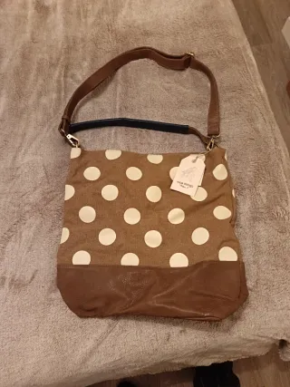 Bolso Nice Things lunares marrón y blanco