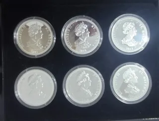 6 Monedas 25 Peniques Guerras Napoleon con estuche