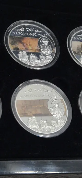 6 Monedas 25 Peniques Guerras Napoleon con estuche