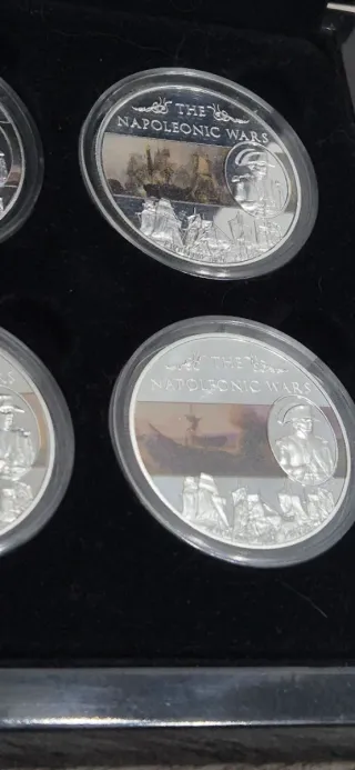 6 Monedas 25 Peniques Guerras Napoleon con estuche