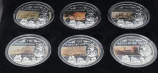 6 Monedas 25 Peniques Guerras Napoleon con estuche