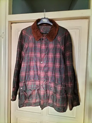 Chaqueta tipo Barbour tartan Hombre