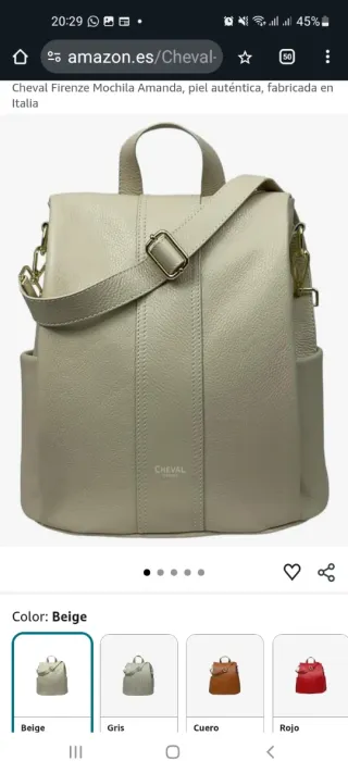 Mochila Cheval Firenze Amanda Piel Beige