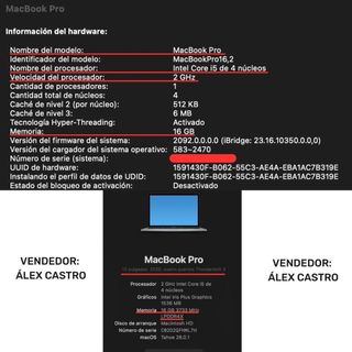 MacBook Pro 2020 i5 16GB RAM y 512 GB disco duro