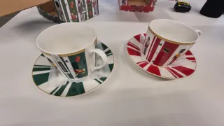 Coppia tazze natalizie con piattino