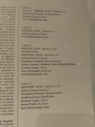 Peter Cornelius: ópera El Barbero de Bagdad, LP