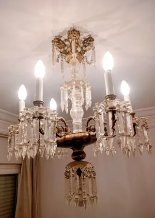 Lámpara de techo antigua cristal y metal