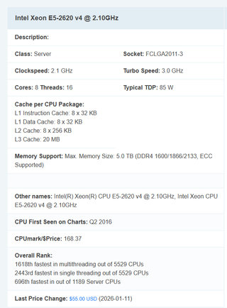 Procesador Intel XEON E5-2620 V4 socket CLGA2011-3
