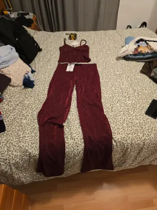 Conjunto de mujer lentejuela rojo