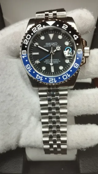 Reloj Seiko Mod GMT-Master II Batgirl Azul Negro