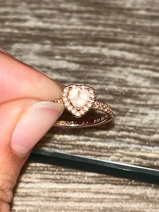 Anillo Pandora Corazón Brillante Rosa Oro
