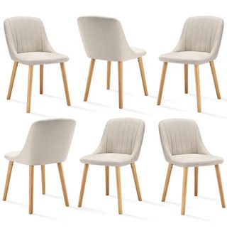 Juego 6 Sillas Comedor Modernas Beige