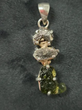 Colgante 925 Moldavita y Herkimer campo del cielo
