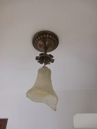 Lámpara colgante metal y cristal