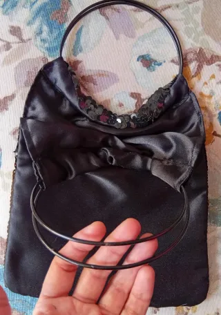 Bolso lentejuelas fiesta negro y dorado