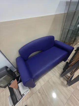 Divano Vintage in Pelle Sintetica Blu/Viola