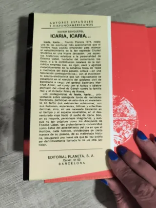 Icaria, Icaria  Xavier Benguerel Premio Planeta 74