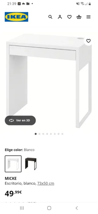Escritorio MICKE IKEA Blanco 73x50 cm