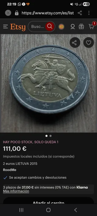 Moneda 2 euros Lituania 2015