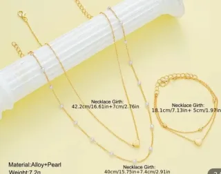 Conjunto Collar y Pulsera Corazón Dorado