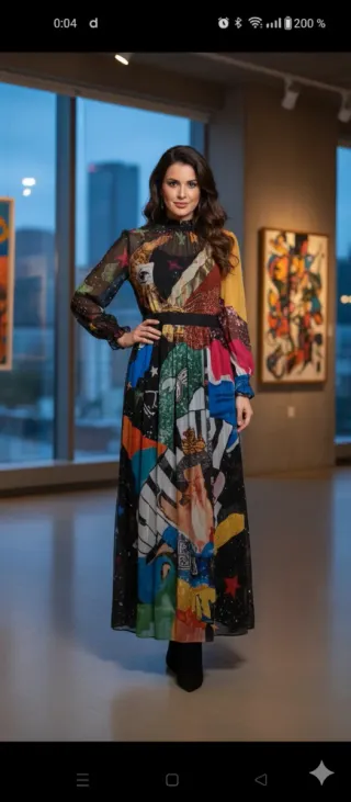 Vestido gasa vaporoso estampado cn bajera debajo