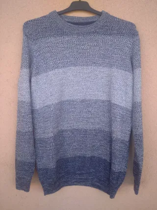 Jersey de rayas azul y gris