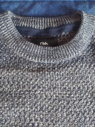 Jersey de rayas azul y gris