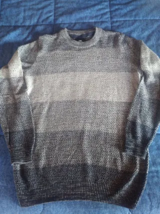 Jersey de rayas azul y gris