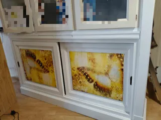 Mueble librería y módulo TV blanco