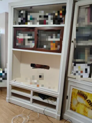 Mueble librería y módulo TV blanco