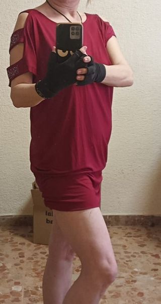 Vestido burdeos ablusado XL