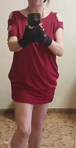 Vestido burdeos ablusado XL