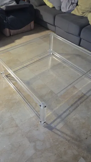 Mesa de cristal y metacrilato 1x1m