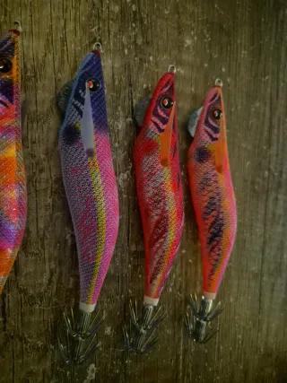 5 señuelos de pesca calamar duel de tusteno !!