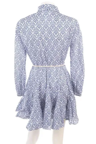 Vestido Zara Estampado Azul y Blanco