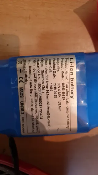 Batería Li-ion 36V 4.4AH 18650 10S2P