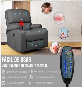 Sillón relax gris oscuro con USB