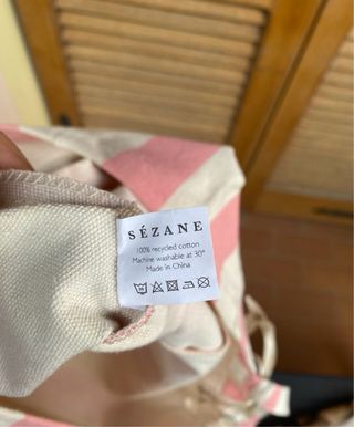 Borsa Sezane X Vanity Fair Cotone Righe Rosa