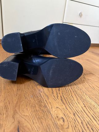 Stivali overknee Zara vera pelle nera tacco largo