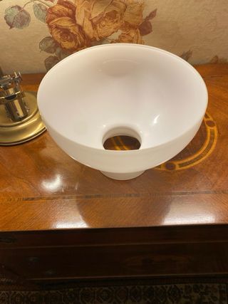 Lampada scrivania ottone/vetro opalina