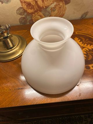 Lampada scrivania ottone/vetro opalina