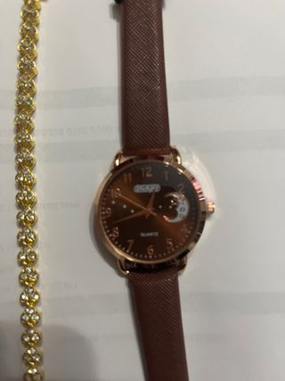Reloj OULUO Marrón y Dorado