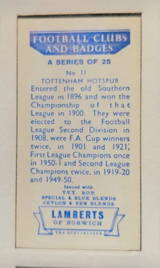 Tottenham Spurs Cromos Coleccionables de 1960